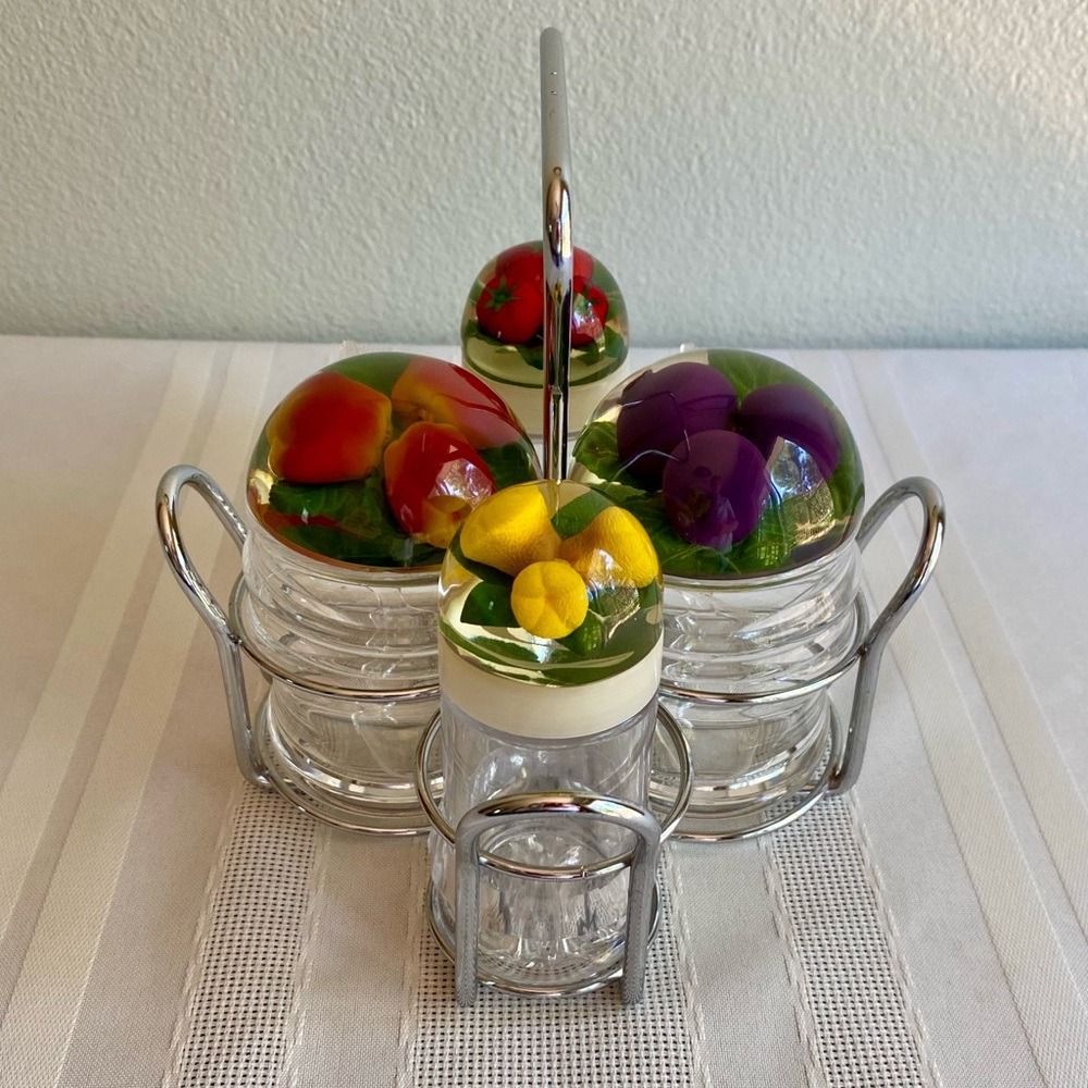 Vintage Acrylic Condiment Set Lucite - Picture 5 of 16